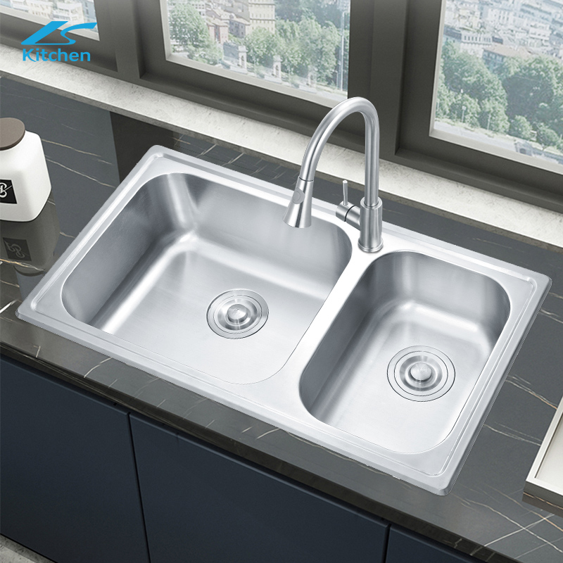 Farmhouse Stainless Steel Double Above Counter Sink Rectangular Bowl Kitchen Sink 3 Years Warranty 