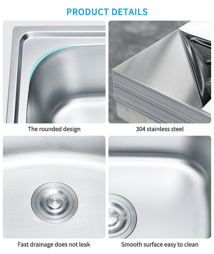 Hot Family Kitchen Sink Rectangle Round Corner Single Bowl House Kitchen Sink Washing Bowl and Dishing Bowl
