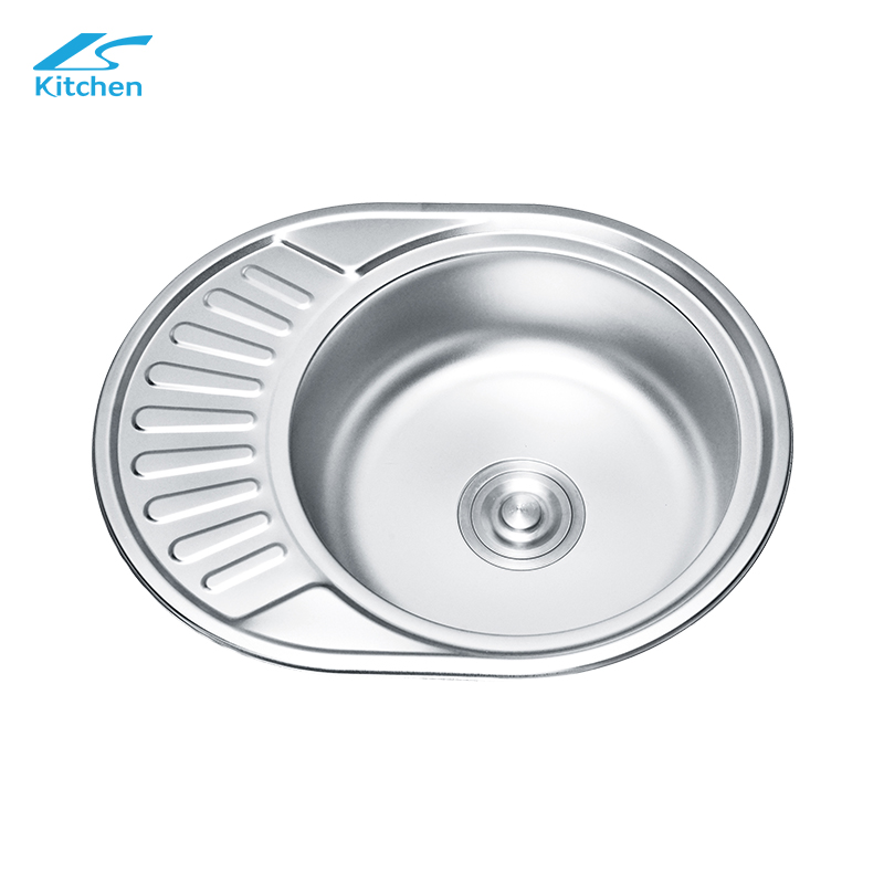  Durable Single Round Bowl Stainless Steel Kitchen Sinks With plate board