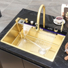 Smart Golden Luxury 304 Stainless Steel Nano Waterfall Rainfall Honeycomb Piano Key Kitchen Sink