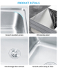  Undermount Corner Stainless Steel Single Bowl Kitchen Sink with Cutting Board – Square One-Hole Design, Ideal for Farmhouse Kitchens, Deep Basin