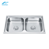 Best Quality Stainless Steel Double Bowl Kitchen Sink Rectangular Shape above Counter Factory Installation with One Holes