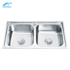 Hot Sale Double Bowl Silver Stainless Steel Kitchen Sink One-hole Fashion Style Kitchen Sink