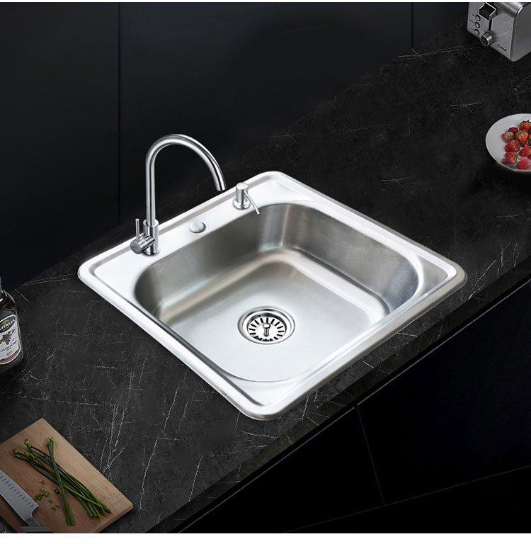 LS-4848F 201/304 Stainless Steel Single Kitchen Sink Brushed Above Counter Sink Vegetable Sink