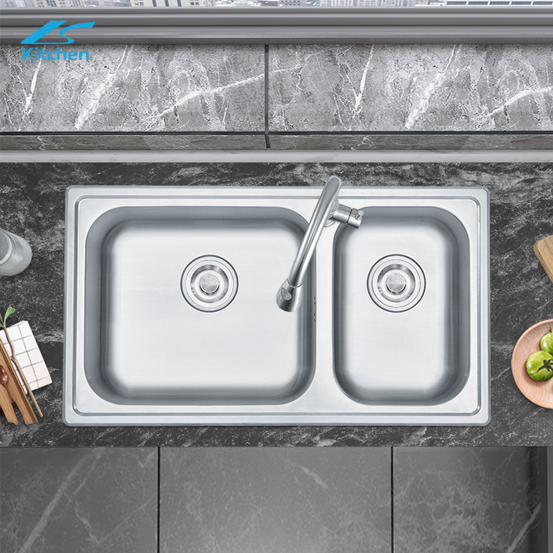 Farmhouse Stainless Steel Double Above Counter Sink Rectangular Bowl Kitchen Sink 3 Years Warranty 