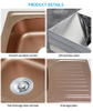 Rose Gold SUS 304 Stainless Steel Single Bowl Kitchen Sink with Utility Shelf – Top Mount Design for Home and Rural Kitchens – Deep Basin & Modern House Sink