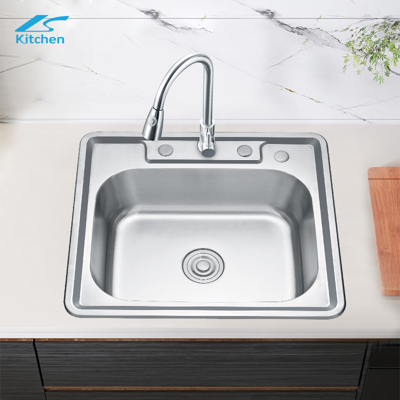 Multi-Tap Hole Modern Kitchen and Bath Washing Basin Stainless Steel Silver Sink in Workstation
