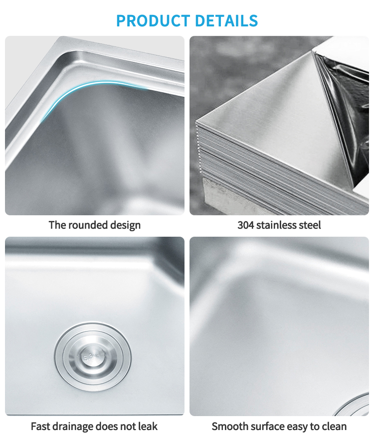 Large Size Cooking Basin Brushed Single Bowl Stainless Steel Small Kitchen Sink