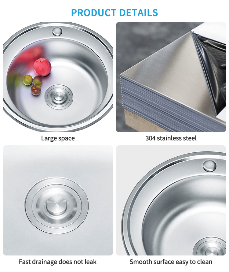 Circular flume arab countries Stainless Steel Round Shape Kitchen Sink 