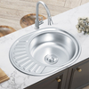  Durable Single Round Bowl Stainless Steel Kitchen Sinks With plate board