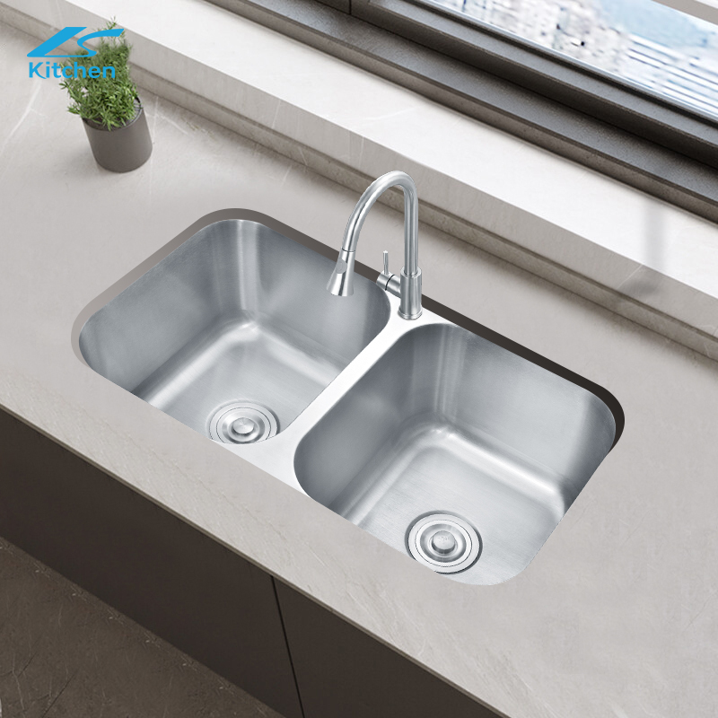 LS-8046B Polished Professional Silver Size Stainless Kitchen Sink with Board