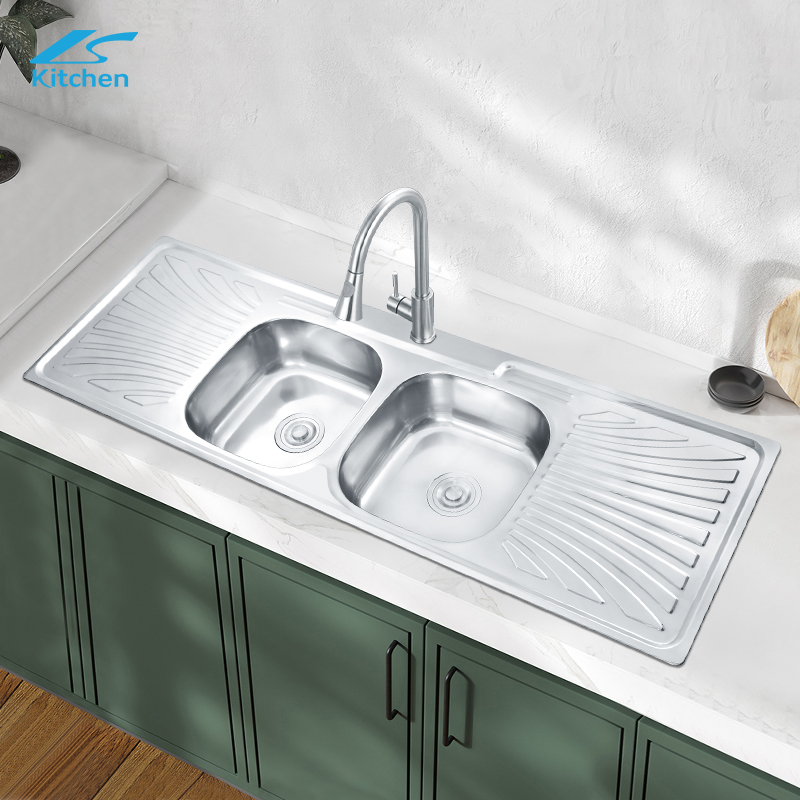 Useful kitchen sink stainless steel, large kitchen double sink with double drain plate