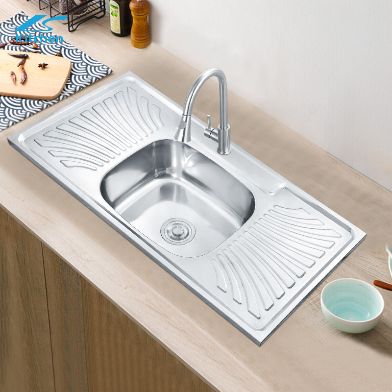 New Design Kitchen Sink Stainless Steel Cheap price Press Water Sink With Drainboard