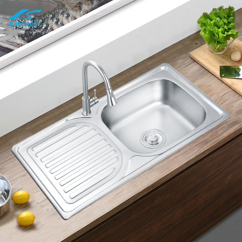 Best Selling Rectangular Stainless Steel Single Bowl with plate Kitchen Sink 