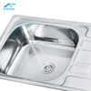 Single Bowl Above Counter Kitchen Sink with Special-shape Drainboard Factory Stainless Steel Rectangular Sink Use in Farmhouse