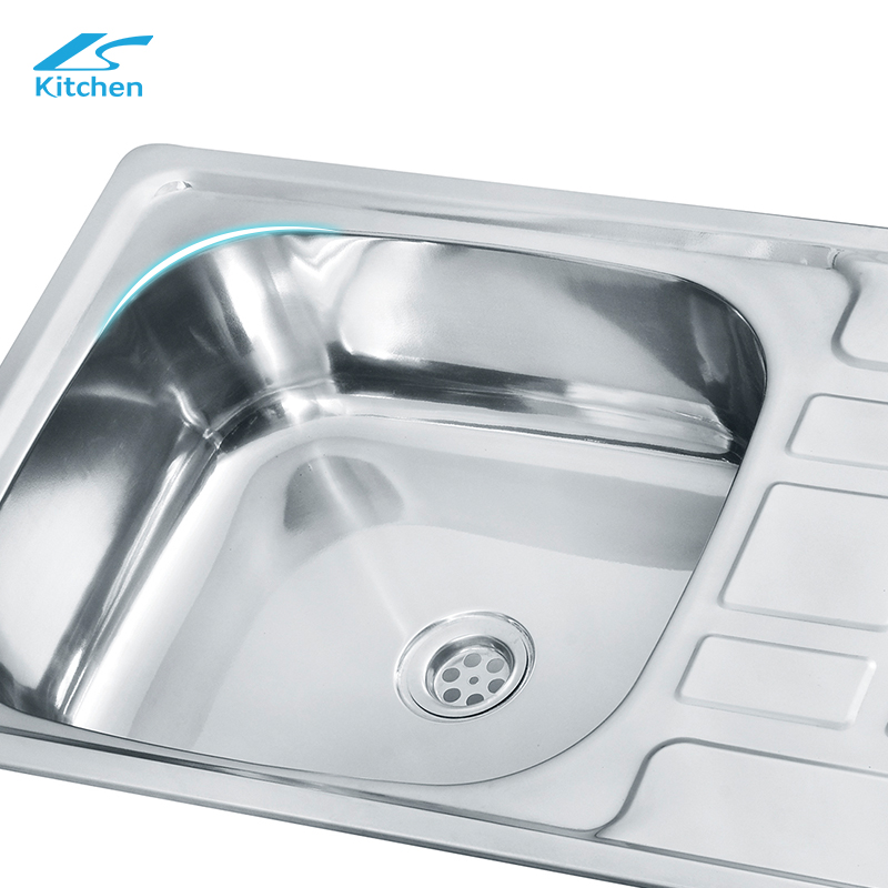 Single Bowl Above Counter Kitchen Sink with Special-shape Drainboard Factory Stainless Steel Rectangular Sink Use in Farmhouse