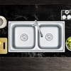 Hot Sale Double Bowl Silver Stainless Steel Kitchen Sink One-hole Fashion Style Kitchen Sink