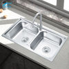 Best Quality Stainless Steel Double Bowl Kitchen Sink Rectangular Shape above Counter Factory Installation with One Holes