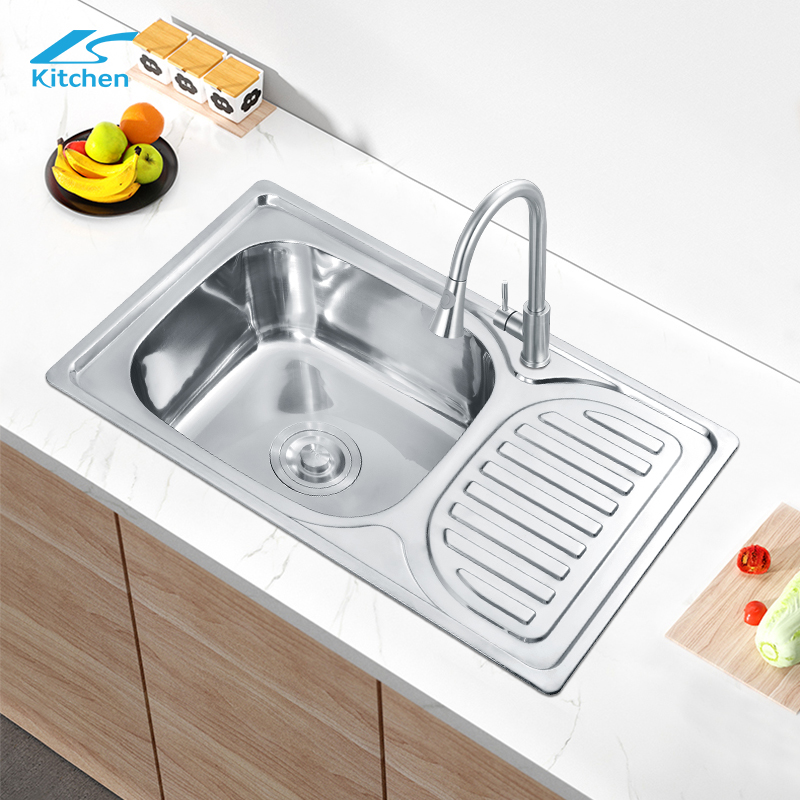 Hot sale Unique 304 Stainless Steel Single Basin Kitchen Laundry Sink Square Design Deep Drainboard Single Basin