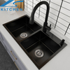 Handmade single bowl kitchen sink 304 stainless steel black sink double bowl undermount sink LS8045S-2