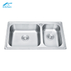 Farmhouse Stainless Steel Double Above Counter Sink Rectangular Bowl Kitchen Sink 3 Years Warranty 