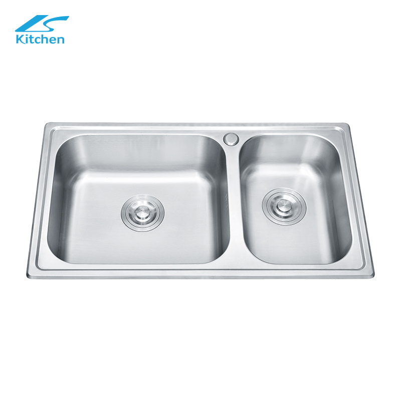 Farmhouse Stainless Steel Double Above Counter Sink Rectangular Bowl Kitchen Sink 3 Years Warranty 
