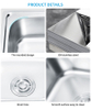 Brushed Silver Stainless Steel Single Bowl Kitchen Sink with Utility Shelf – Top Mount Design for Home and Workstation
