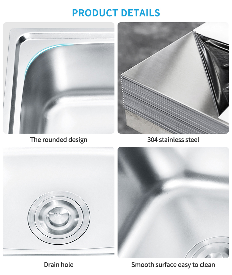 Brushed Silver Stainless Steel Single Bowl Kitchen Sink with Utility Shelf – Top Mount Design for Home and Workstation