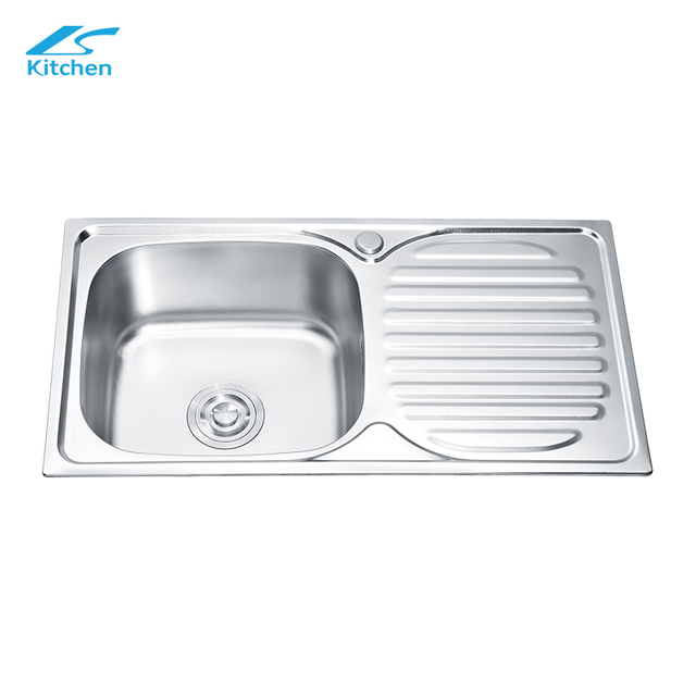 Brushed Silver Stainless Steel Single Bowl Kitchen Sink with Utility Shelf – Top Mount Design for Home and Workstation