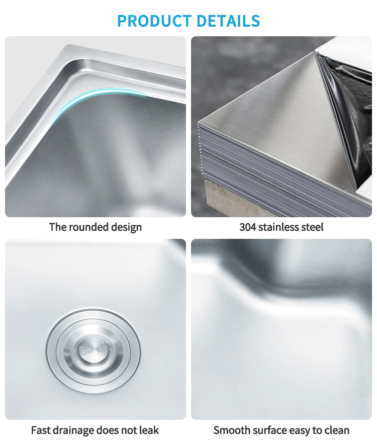 Stainless Steel Rectangular House Kitchen Sink with Double Faucet Holes – Ideal for Home and Commercial Use | Above Counter Kitchen Sink