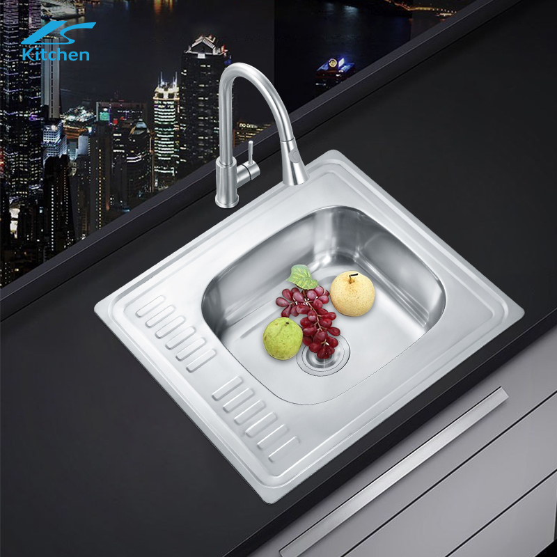 LS-6060 Stainless Steel Standard Size Kitchen Sink with Drainboard