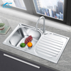 Brushed Silver Stainless Steel Single Bowl Kitchen Sink with Utility Shelf – Top Mount Design for Home and Workstation