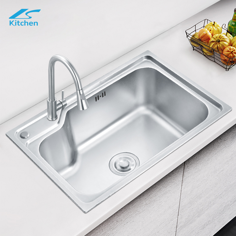 Stainless Steel Rectangular House Kitchen Sink with Double Faucet Holes – Ideal for Home and Commercial Use | Above Counter Kitchen Sink
