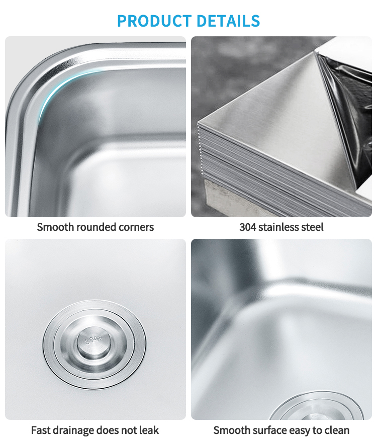 Wholesale SUS304/201 Press Kitchen Round Corner Sink Garden Sink Water Wash Kitchen Sink With Drainboard