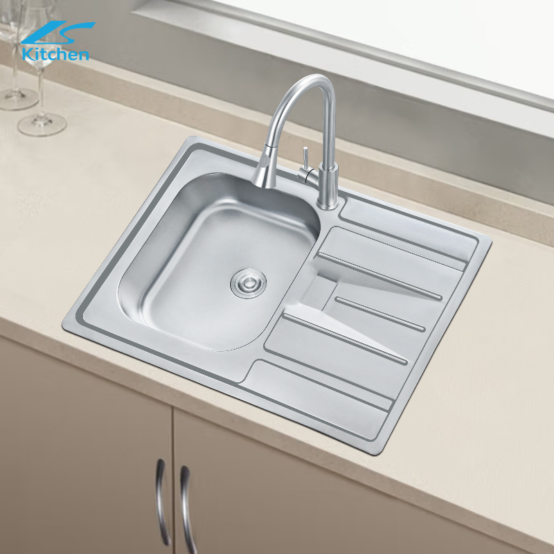 China Factory 201/304 Stainless Steel Single Bowl Kitchen Sink with Plate, Farmhouse & RV Use – Hydraulic Pressed Sink