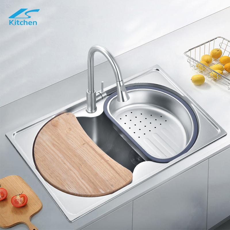 Single sink double semicircle kitchen sink with glass washer