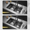 Handmade single bowl kitchen sink 304 stainless steel black sink double bowl undermount sink LS8045S-2