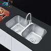 LS-8046B Polished Professional Silver Size Stainless Kitchen Sink with Board