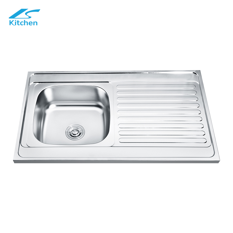 10060 UK style Restaurant Kitchen Equipment High quality single bowl drainboard 304/201 stainless steel sink