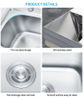 RV Kitchen Stainless Steel Round Hand Wash Basin Durable Sink 