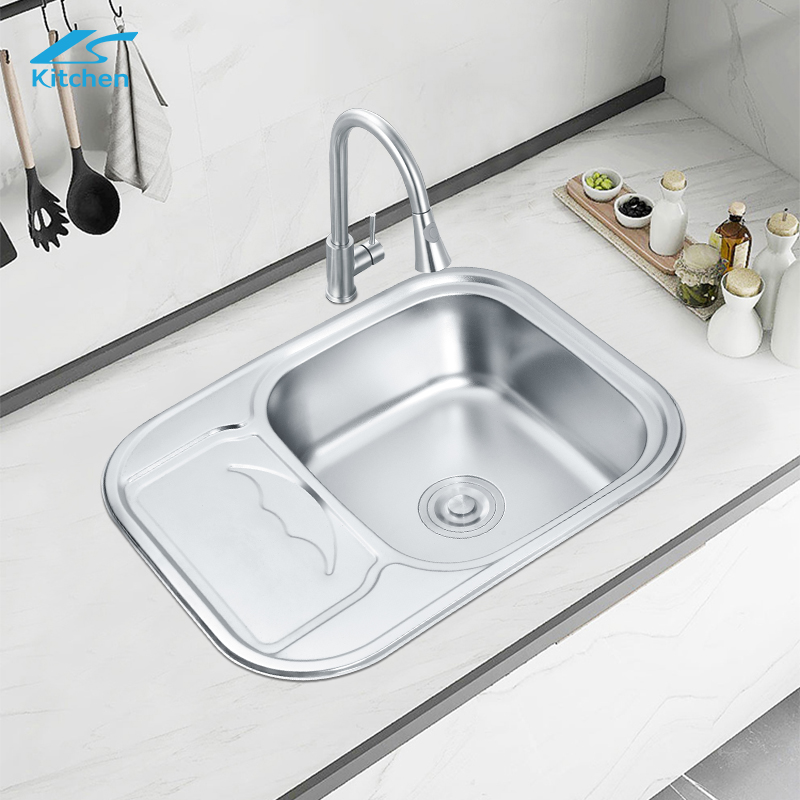 Wholesale SUS304/201 Press Kitchen Round Corner Sink Garden Sink Water Wash Kitchen Sink With Drainboard