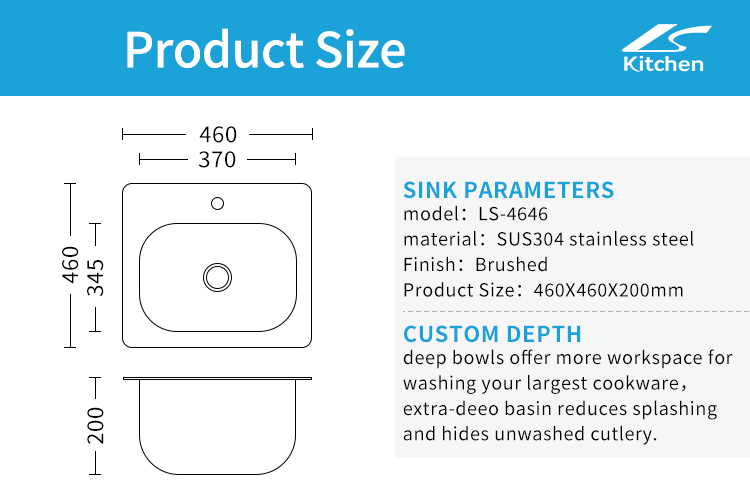 18.1 inch Single kitchen sink with Plate Basin