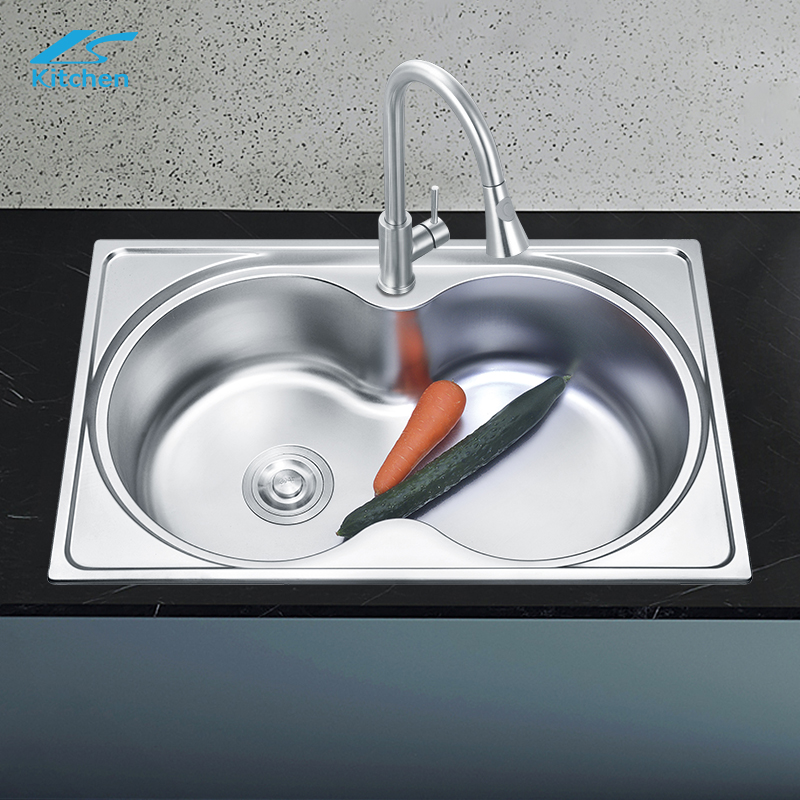 Single sink double semicircle kitchen sink with glass washer