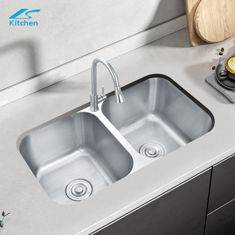 LS-8046B Polished Professional Silver Size Stainless Kitchen Sink with Board