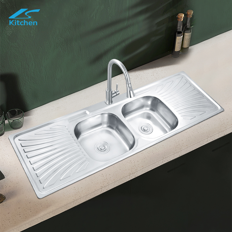 Useful kitchen sink stainless steel, large kitchen double sink with double drain plate