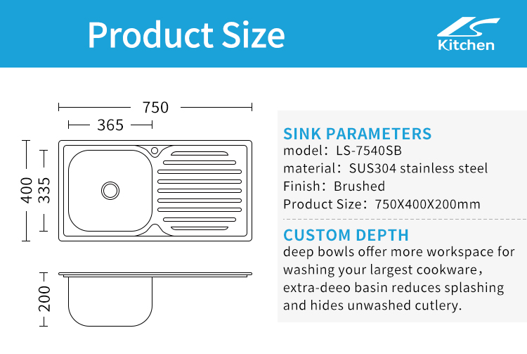 Brushed Silver Stainless Steel Single Bowl Kitchen Sink with Utility Shelf – Top Mount Design for Home and Workstation