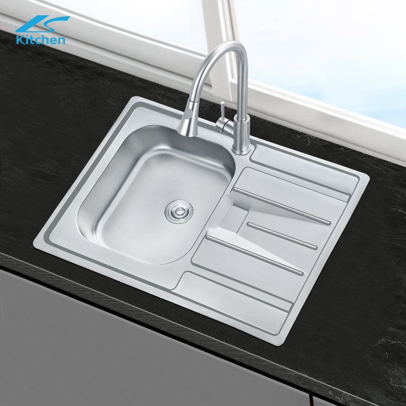 China Factory 201/304 Stainless Steel Single Bowl Kitchen Sink with Plate, Farmhouse & RV Use – Hydraulic Pressed Sink