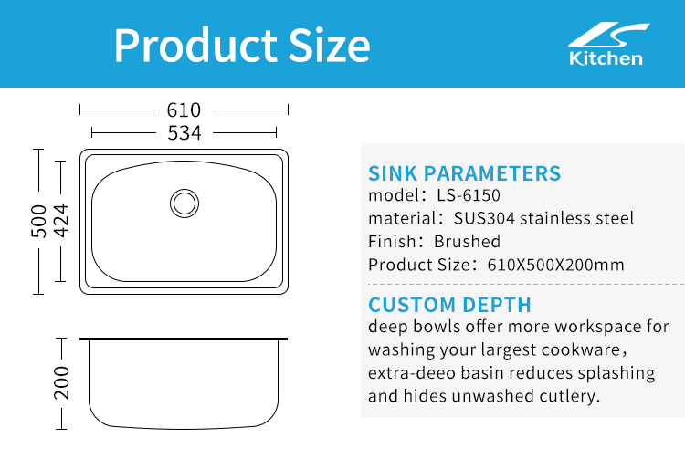 China Direct Sale Factory Silver Large Kitchen Sink Stainless Steel Single Bowl Kitchen Sink