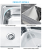 Single Bowl Above Counter Kitchen Sink with Special-shape Drainboard Factory Stainless Steel Rectangular Sink Use in Farmhouse