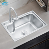 Stainless Steel Rectangular House Kitchen Sink with Double Faucet Holes – Ideal for Home and Commercial Use | Above Counter Kitchen Sink